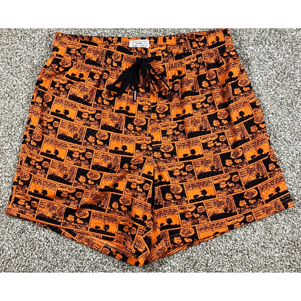 American Eagle Peanuts Snoopy Great Pumpkin Halloween Mesh Lounge Shorts Mens S